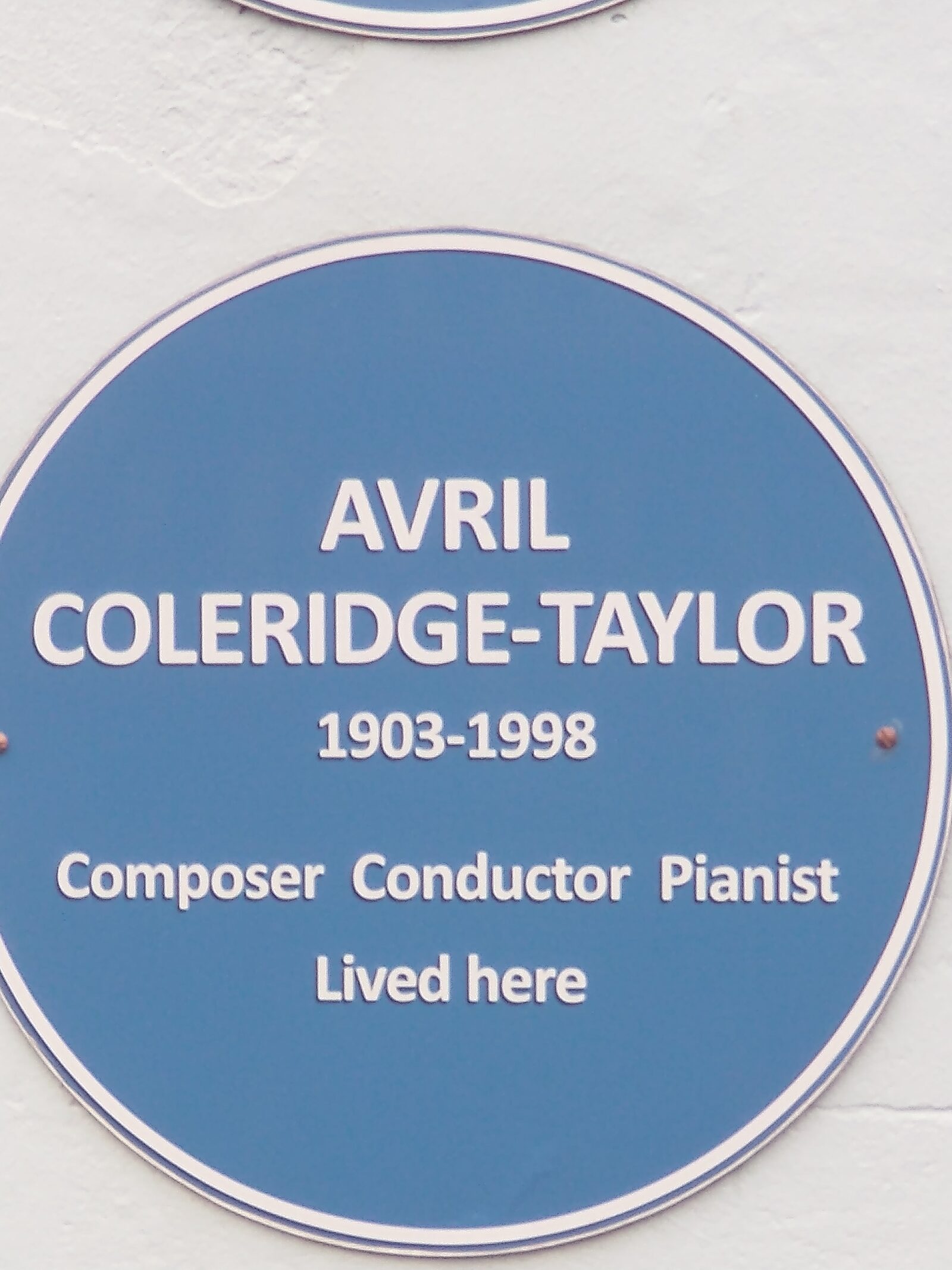 Blue plaque to Avril Coleridge-Taylor at Stone's House, Crouch Lane, Seaford