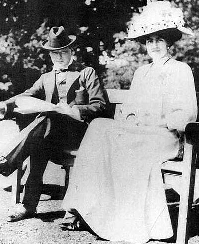 Winston Churchill with his fiancee Clementine Hozier shortly before their 1908 marriage