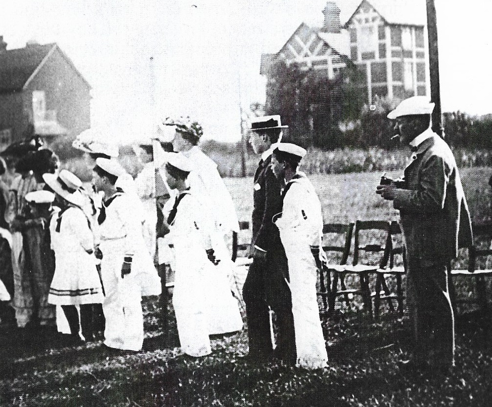 Headmaster Frederick Savage with members of the Greek royal family at Seaford College sports day, 1909