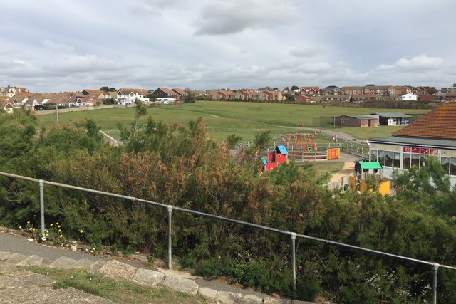 The Salts Recreation Ground in late summer, looking north across the pitches toward St Crispians