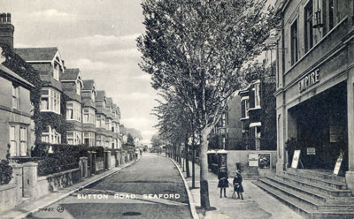 Edwardian postcard of Sutton Road, Seaford, with the Empire Cinema on the right