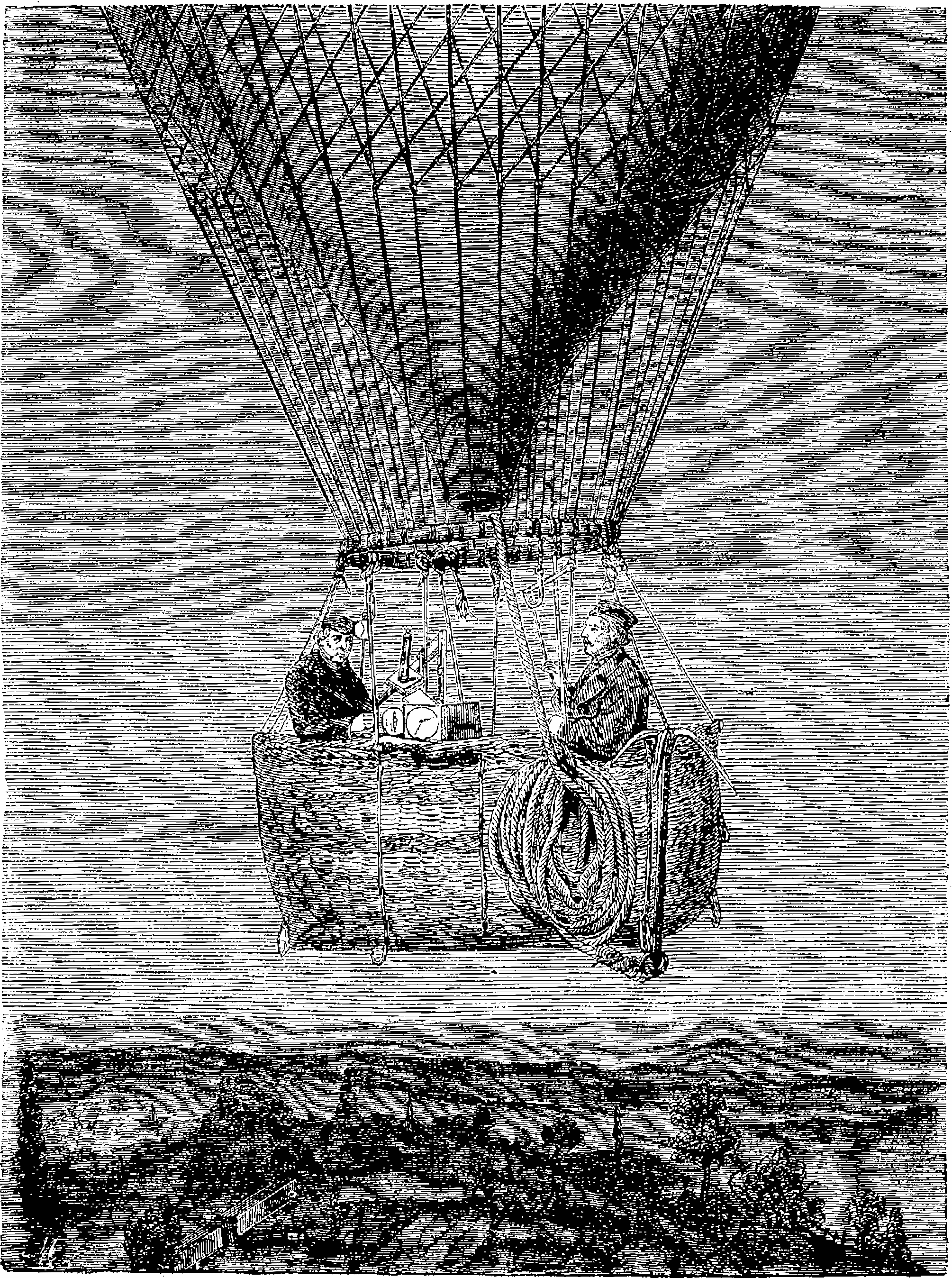 Glaisher and Coxwell taking scientific readings in the balloon basket