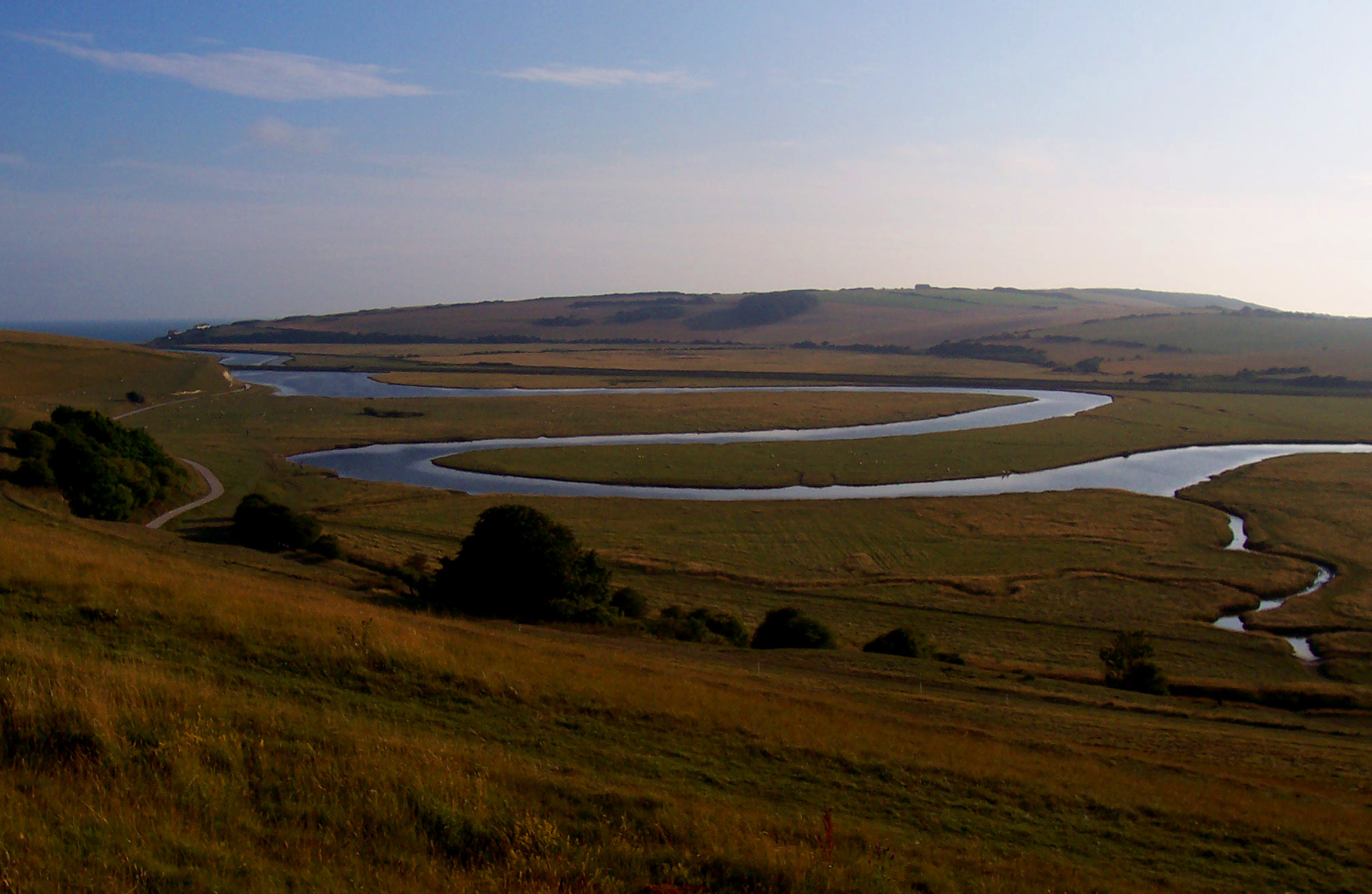 The looping meanders of the River Cuckmere on the floodplain at Seven Sisters Country Park