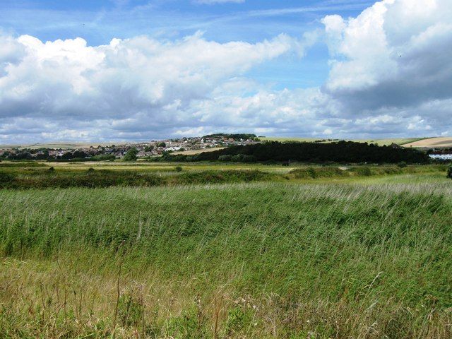 View north across the wetlands of the Ouse Estuary Nature Reserve from Rookery Hill