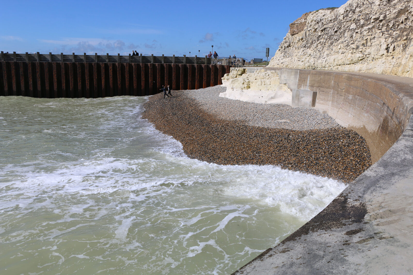 The small shingle bay below the chalk cliffs at Splash Point, Seaford